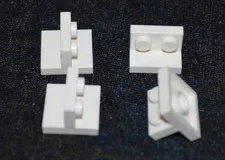 (4) 2x2 to 1x2 White Tile w/ 1x2 Bracket Connector on Side ~ NEW Lego Parts ~