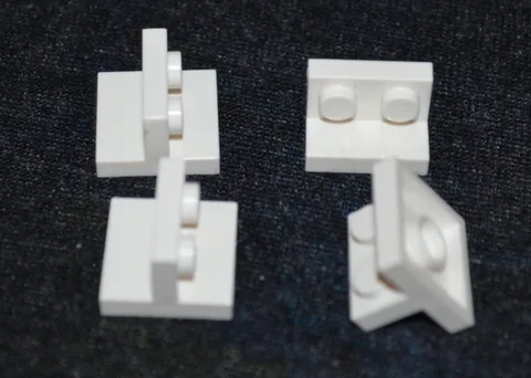 (4) 2x2 to 1x2 White Tile w/ 1x2 Bracket Connector on Side ~ NEW Lego Parts ~