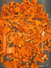 1 lb. Mixed Orange Legos - standard blocks and unique pieces (Lot B)