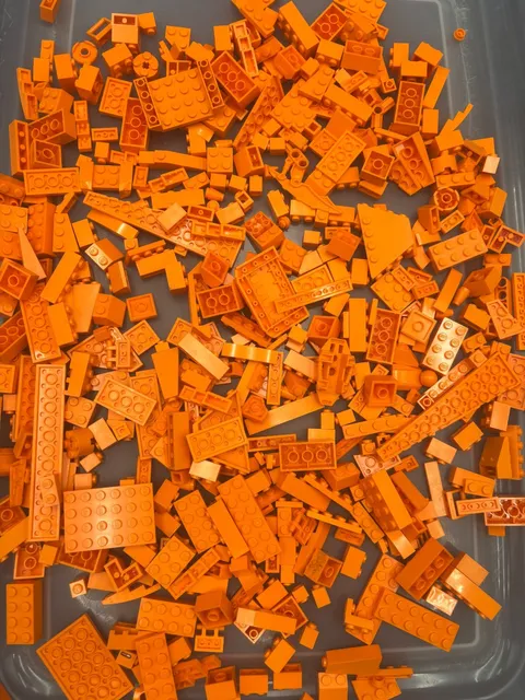 1 lb. Mixed Orange Legos - standard blocks and unique pieces (Lot B)
