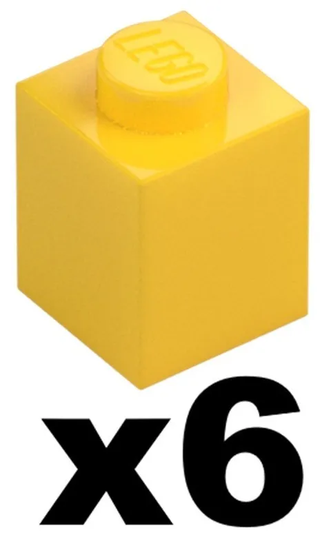 Lego New Mosaic Part 3005 - Qty 6 - BRICK Yellow 1 x 1 Stud Pieces D920