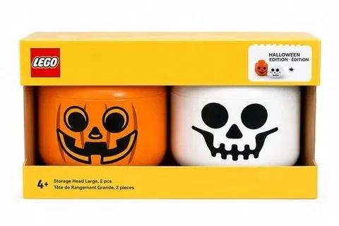 Lego Halloween 2 Pc Storage Head Set, Large - NEVER USED IN ORIGINAL BOX
