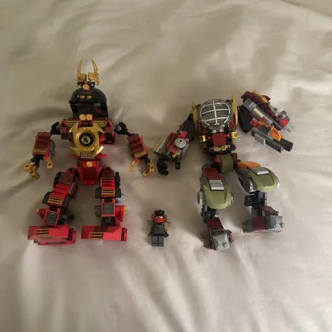  INCOMPLETE Lego Ninjago Samurai Mech and fire stone mech MOSTLY COMPLETE SEE P