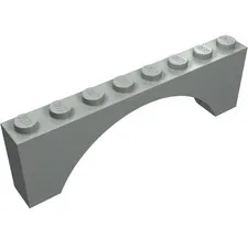 LEGO Part 3308 - Light Gray Brick Arch 1 x 8 x 2