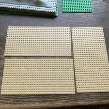 LEGO 16x32 Tan Baseplate Lot - 3 Thin 16 x 32 Base Plates Sand Desert Cowboys
