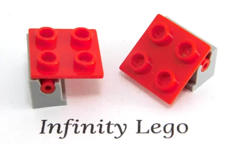 6 LEGO Assembled Hinges Red Top with Light Bluish Grey Base 1x2 - 2x2 3937 6134