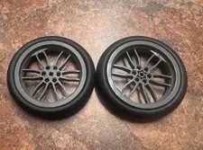 2x Lego Technic Wheels Motorcycle Racing Tires & Dark Gray Rims 88516 88517
