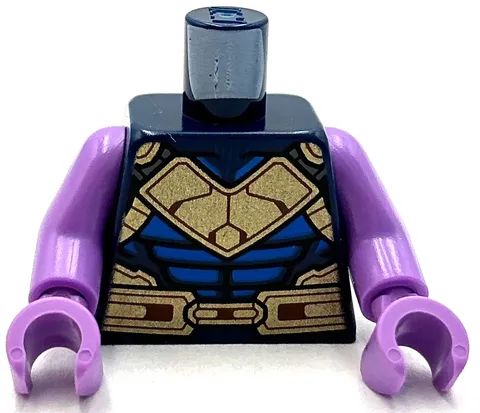 Lego New Minifigure Torso Gold and Dark Orange Breastplate and Belt Blue Armor