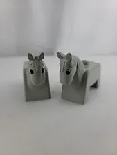 Lot Of 2 LEGO DUPLO Horse Figure Vintage Gray w/ Black Eyes