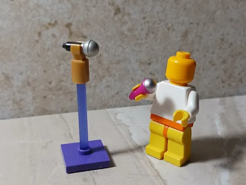 New LEGO Microphone Lot of 2 Purple Satin Colorful Translucent Big Silver Ball