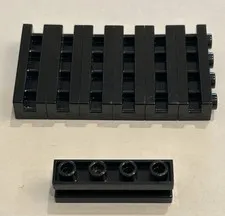 Lego 2653 1x4 modified brick with groove black x7