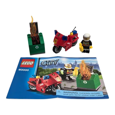 LEGO City #60000 Fire Motorcycle 100% Complete w/ Instruction & Minifigure