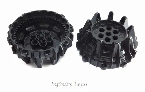 4 LEGO Black Giant Wheel with Pin Holes and Spokes Ninjago (64712)  4 Pieces