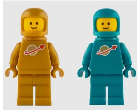 New! Pearl Gold and Teal Lego Classic Spaceman Minifigures 21358 Vending Machine