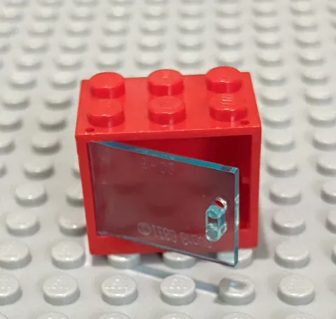 LEGO Red 2x3x2 Container Cupboard Dresser With Trans Light Blue Door