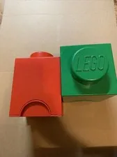 Room Copenhagen Lego Storage Stud Knob Brick Case Lot Of 2 Small Red Green