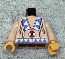 LEGO Tan Torso Western Indians Triangles, Red/White Amulet Pattern / Tan Arms /