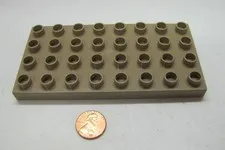 Lego Duplo DARK TAN PLATE 4x8 Holes Block Base 8x4 Baseplate Castle Fort