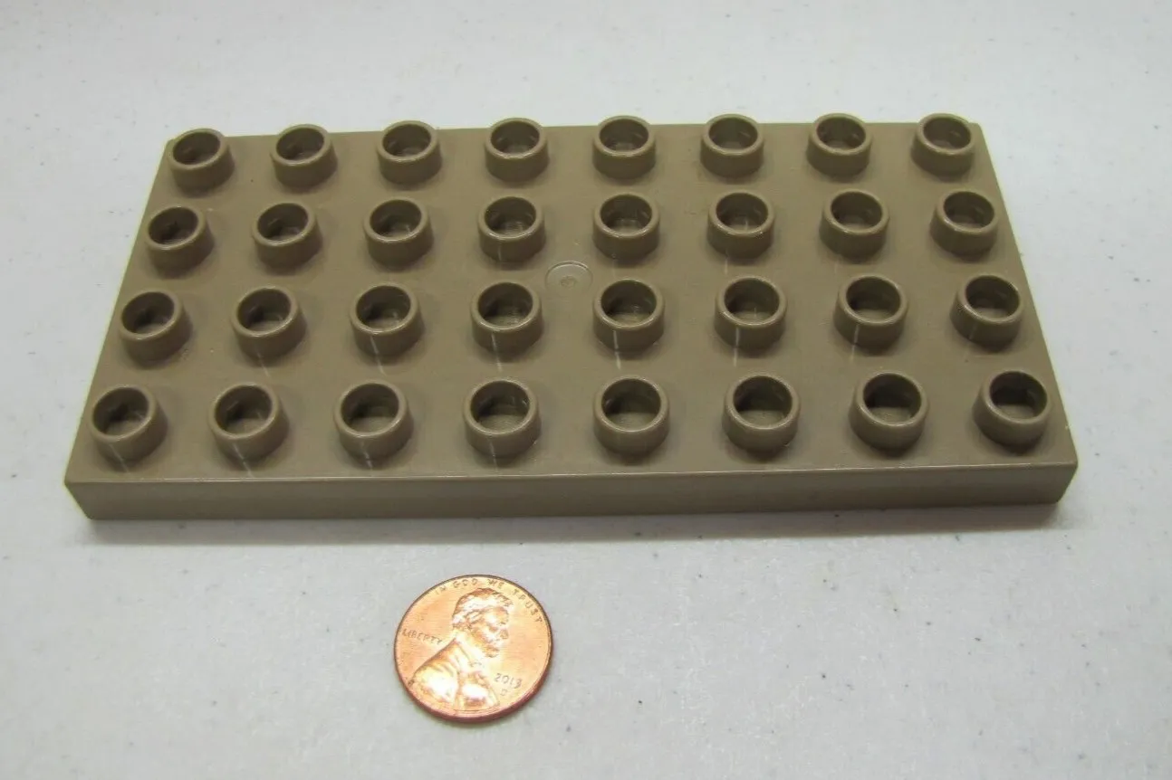 Lego Duplo DARK TAN PLATE 4x8 Holes Block Base 8x4 Baseplate Castle Fort