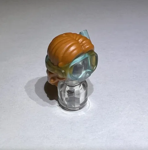 Lego Minifigure Wig Hair W Mask Snorkel Diving New Dark Orange Blue 71052 