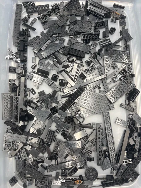 1 lb. Bulk Mixed Black Legos - standard blocks and unique pieces (Lot L)