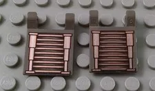 LEGO Lot of 2 Dark Gray 2x2 Flag Pieces Silver and Copper Space Circuits Pattern