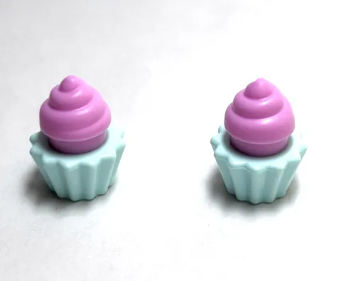 Lego - Minifigure Utensil - Lot of 2 - Blue / Pink, Cupcake