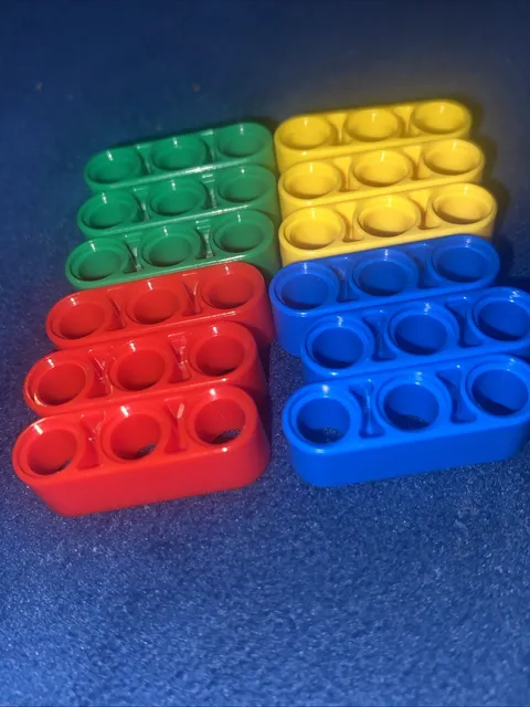LEGO Parts 32523 (12 pieces) Technic, Liftarm 1 x 3 Thick green Red Blue Yellow