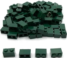 Lego 100 New Dark Green Bricks Building Blocks 1 x 2 Stud Parts