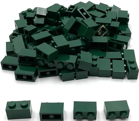 Lego 100 New Dark Green Bricks Building Blocks 1 x 2 Stud Parts