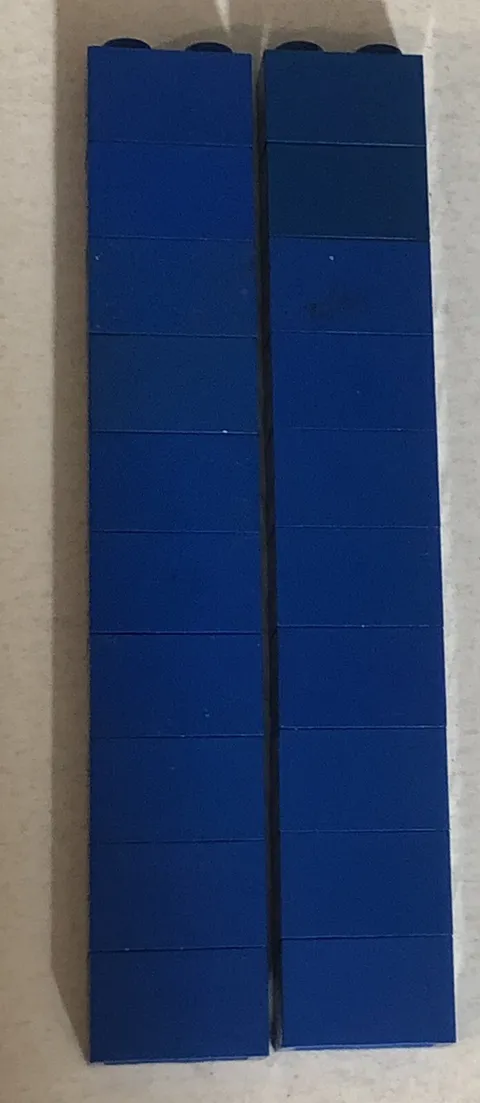 Lego 1x2 Brick Bricks Lot Of 20 Toy Toys Pieces Parts 2 Pegs Blue