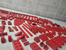 lego lot Red Genuine Parts 200+ Parts Blocks Plates Misc