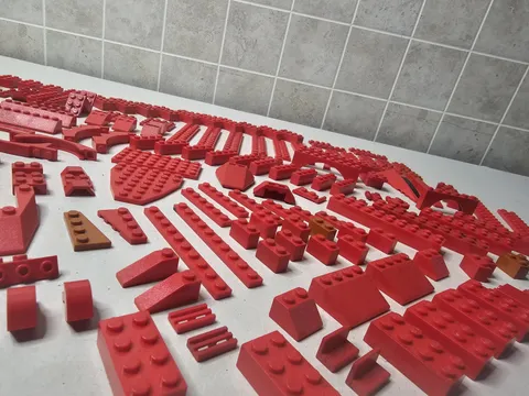 lego lot Red Genuine Parts 200+ Parts Blocks Plates Misc