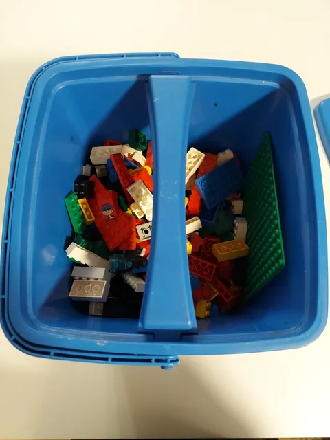 2 lb Lego Mixed Lot With Blue Lego Bucket