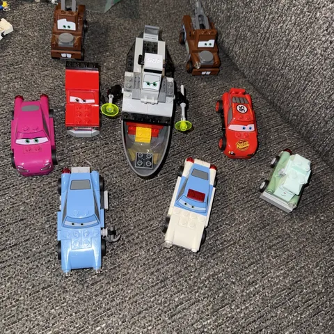 authentic original lego disney cars lot of figures cars trucks boat etc