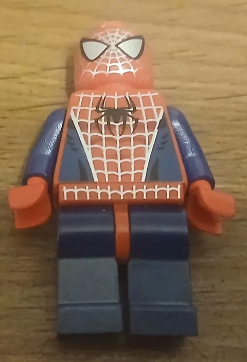 Lego Spider-Man 3 Minifigure, Dark Blue Arms and Legs, Silver Webbing SPD028