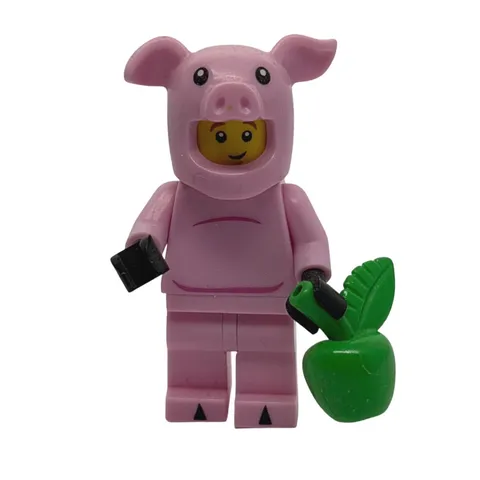 LEGO Series 12 Piggy Suit Guy Minifigure 71007 Pink Pig Costume Apple Halloween