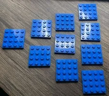 Lot of 10 Genuine LEGO Blue 4x4 Dots 3031 Flat Base Plates Brick Building Part