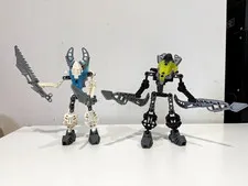 LEGO Bionicle Figure Lot of 2 Assembled Multicolor Plastic with Swords