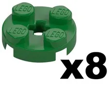 Lego 8 New Green Plates Round 2 x 2 Flat Building Part 4032 GR03
