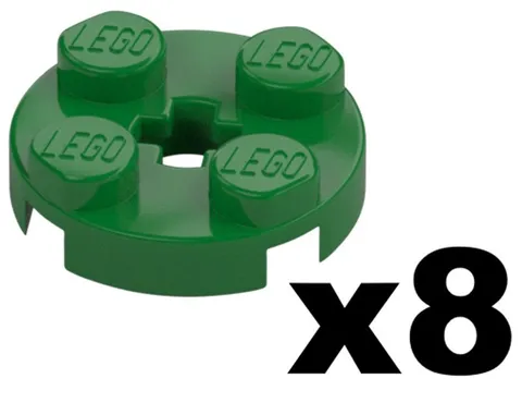 Lego 8 New Green Plates Round 2 x 2 Flat Building Part 4032 GR03