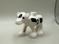 Lego Duplo Baby Cow/calf White With Black Spots Farm Zoo Animal