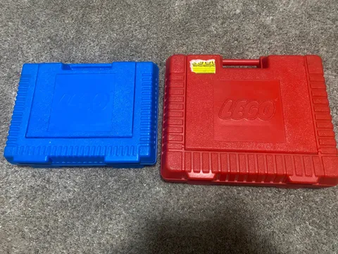 2 Vintage 1984 And 1985 LEGO Red And Blue Hard Carrying Cases