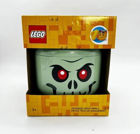 Lego Green Skeleton Zombie Storage Head Container NEW Halloween Decor Small