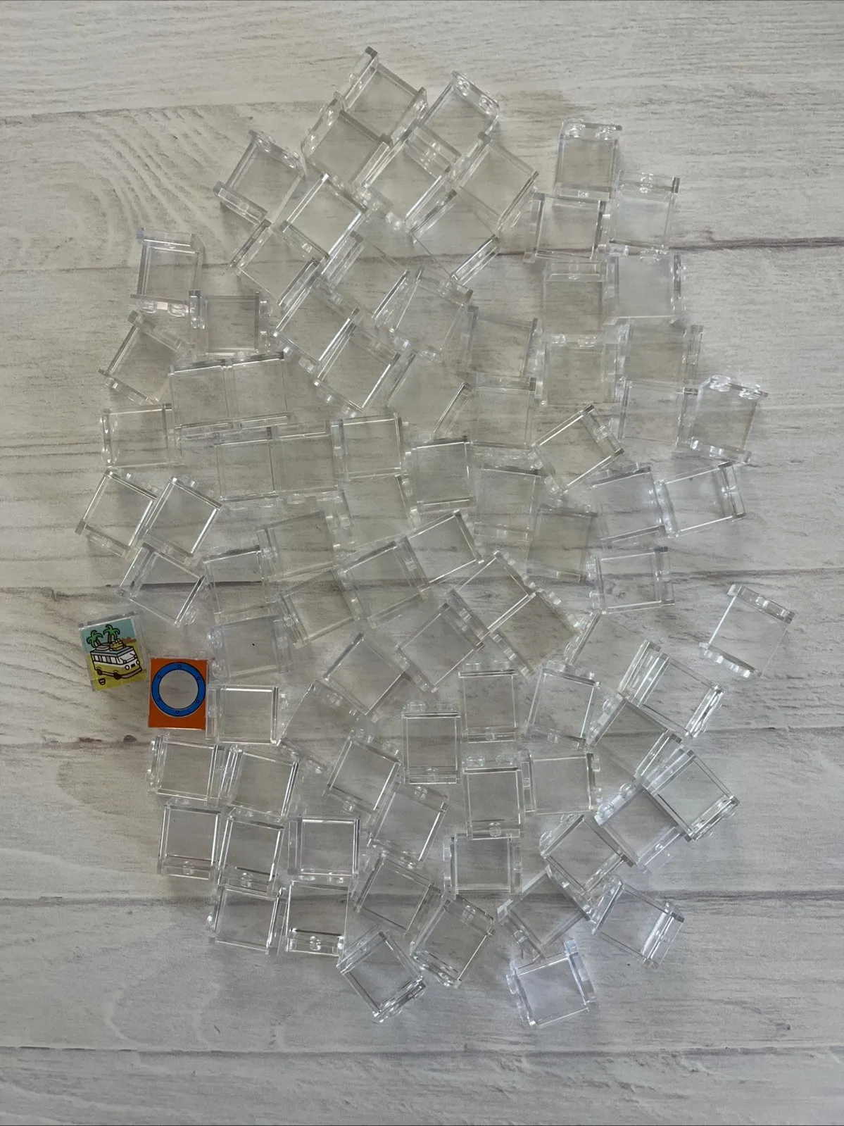 LEGO LOT 86 PCS TRANS CLEAR 1X2X2 WINDOW VARIETY BUILDING PIECES