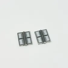 60601pb052 LEGO Glass Window 1x2x2 Flat Front Silver Headlights Black Outline (2