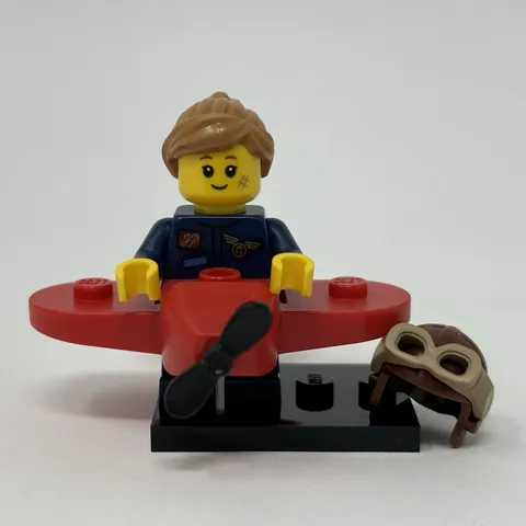 Lego Airplane Girl Minifigure Pilot Collectible Series 21 CMF Complete - Red