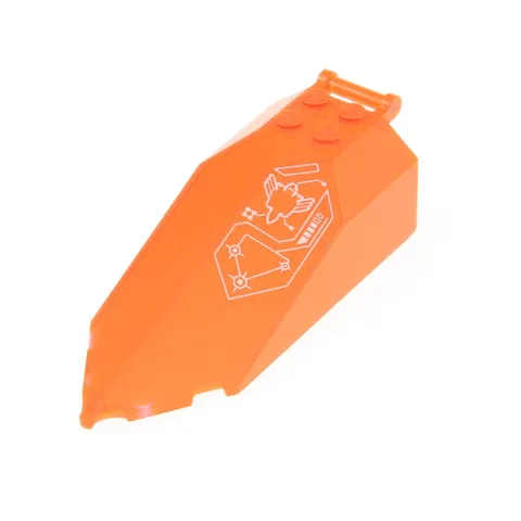 1x LEGO Windshield 10x4x2 Point Clear Neon Orange Sticker 27165pb03
