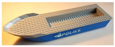 LEGO 60277 - Boat w/ Light Bluish Gray Top 'POLICE' and Shark Head Stickers