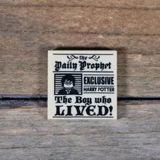 LEGO Harry Potter Tan Tile 2 x 2 Newspaper 'The Boy who Lived' Pattern 3068pb115